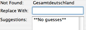 Fehlender Wörterbucheintrag